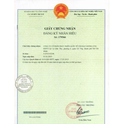 Giấy chứng nhận đăng ký nhãn hiệu MaxiCali trong nhà siêu trắng